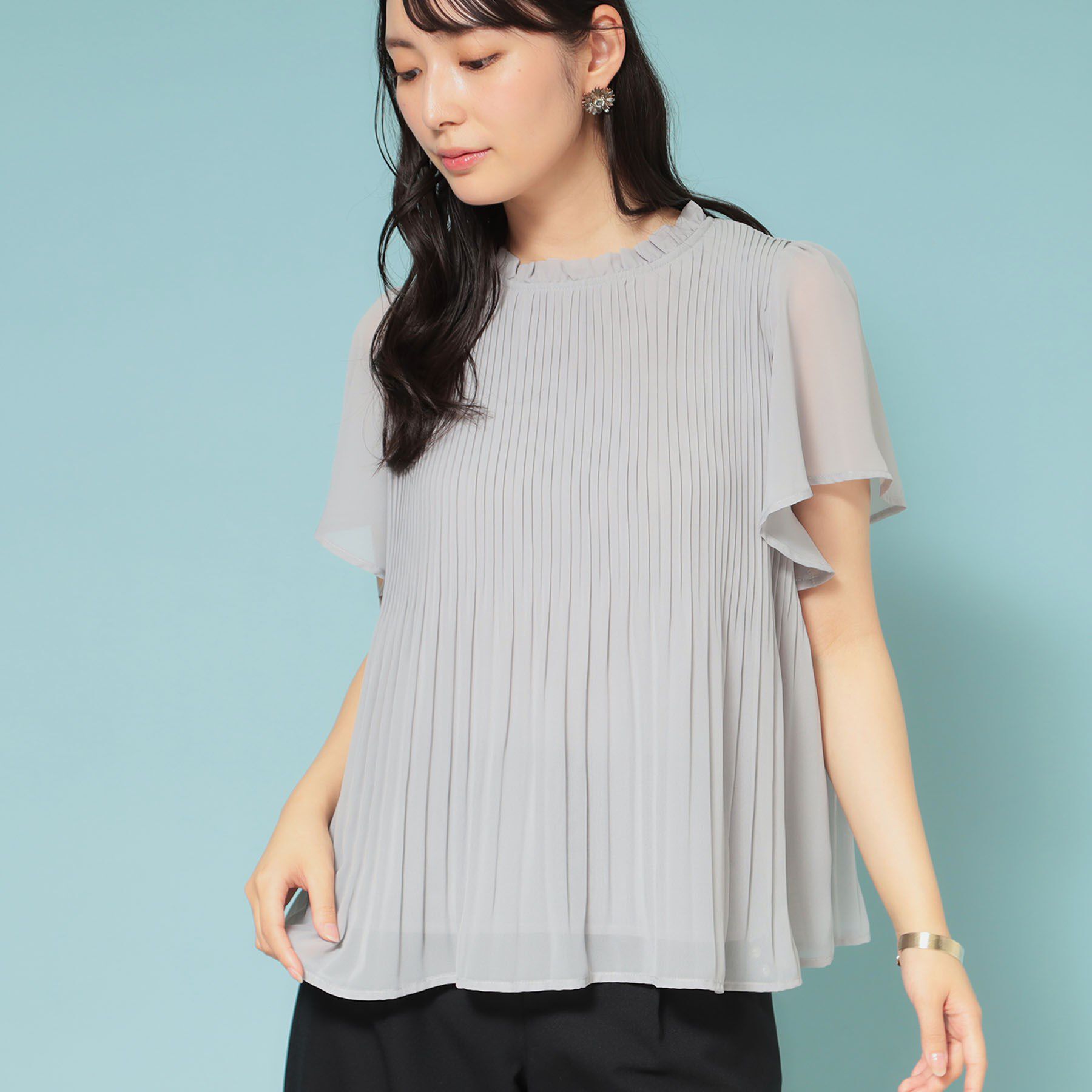 SunaUna「【新作／プリーツ／フレアスリーブ】Aラインブラウス」|シャツ・ブラウス|