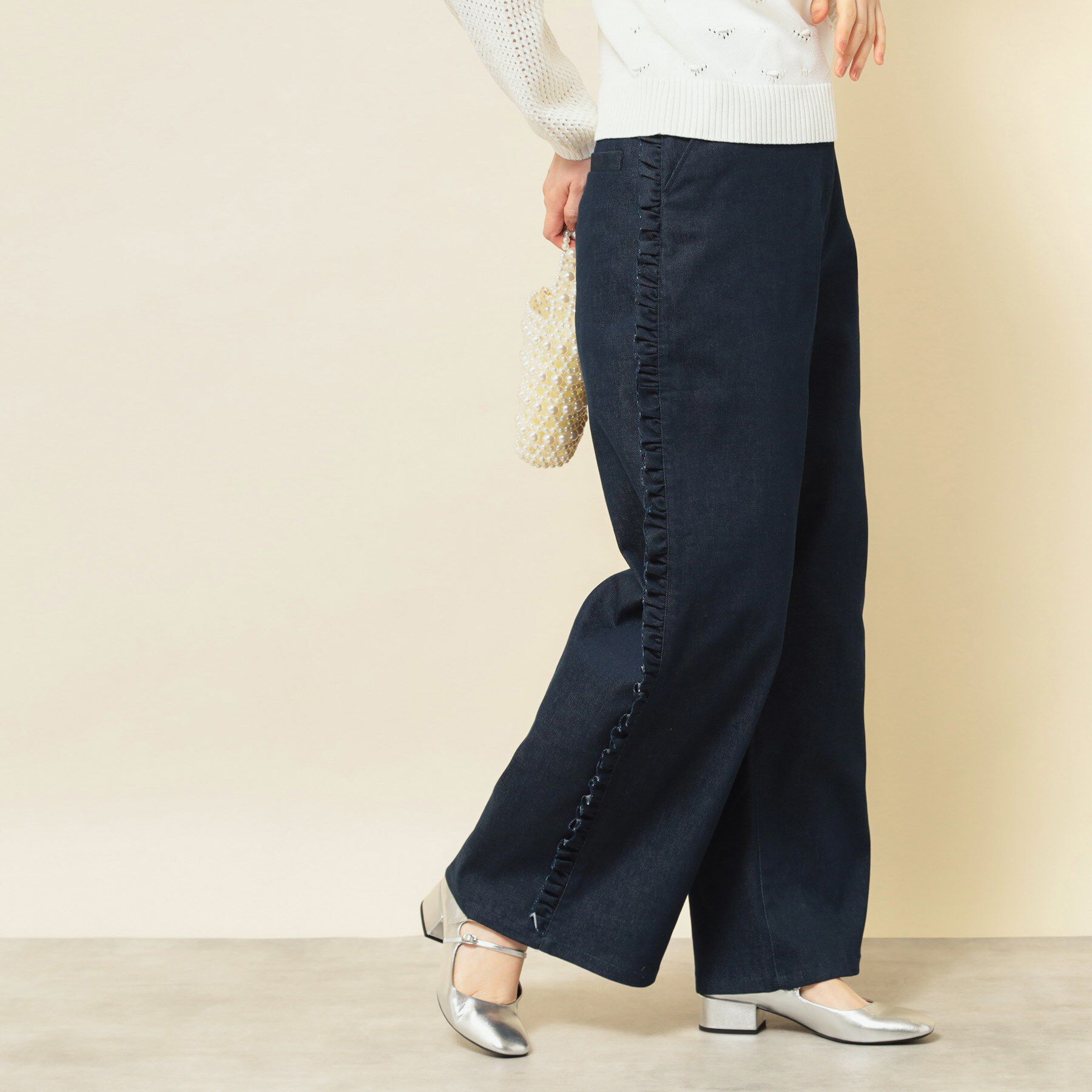 SunaUna「【COLLECTION LINE】フリルデニム」|その他|ネイビー(094)