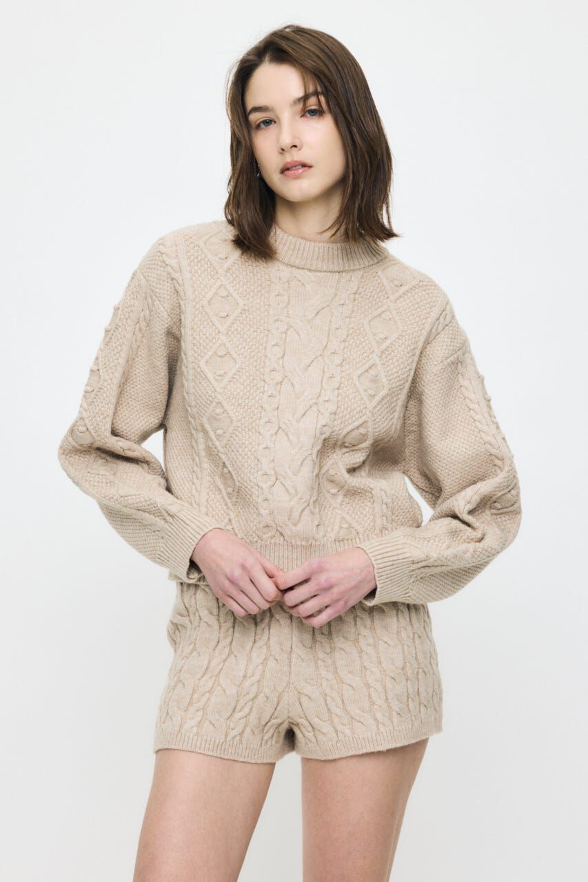 MOUSSY「POPCORN CABLE セーター」|ニット・セーター|L/BEG1