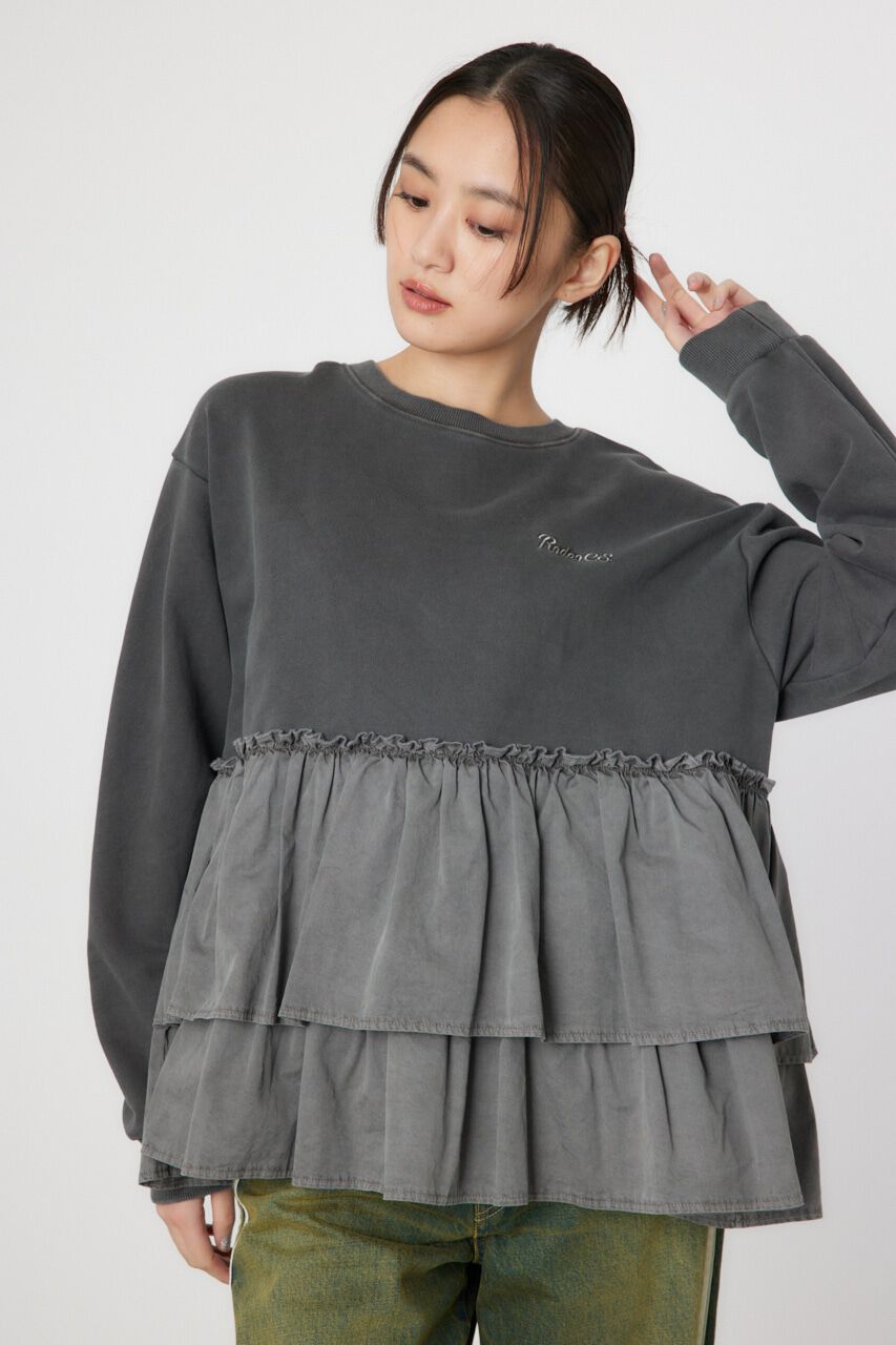 RODEO CROWNS「ピグメント布帛ドッキングトップス」|Tシャツ・カットソー|L/BLK1