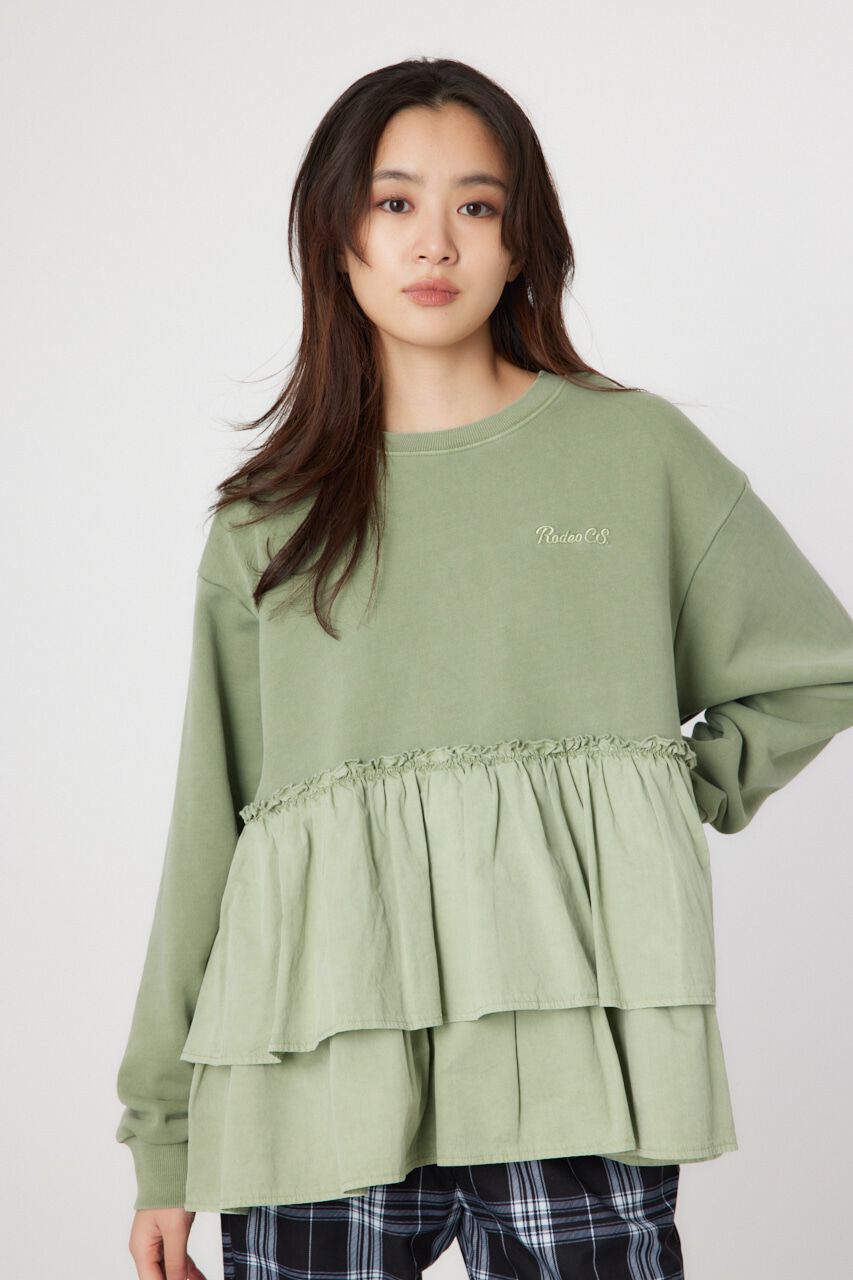 RODEO CROWNS「ピグメント布帛ドッキングトップス」|Tシャツ・カットソー|