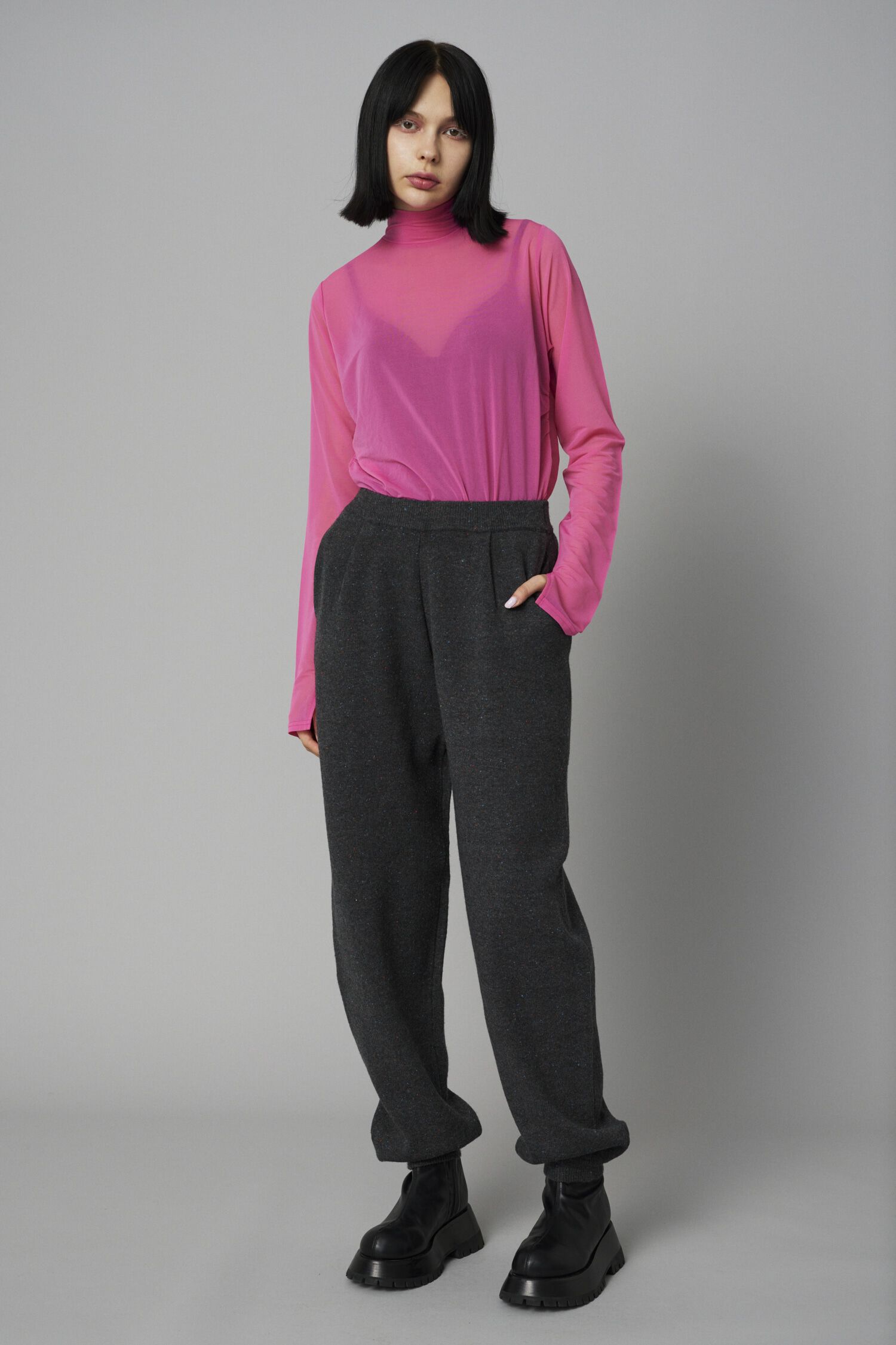 HeRIN.CYE「Nep cocoon knit pants」|その他|L/BLK1