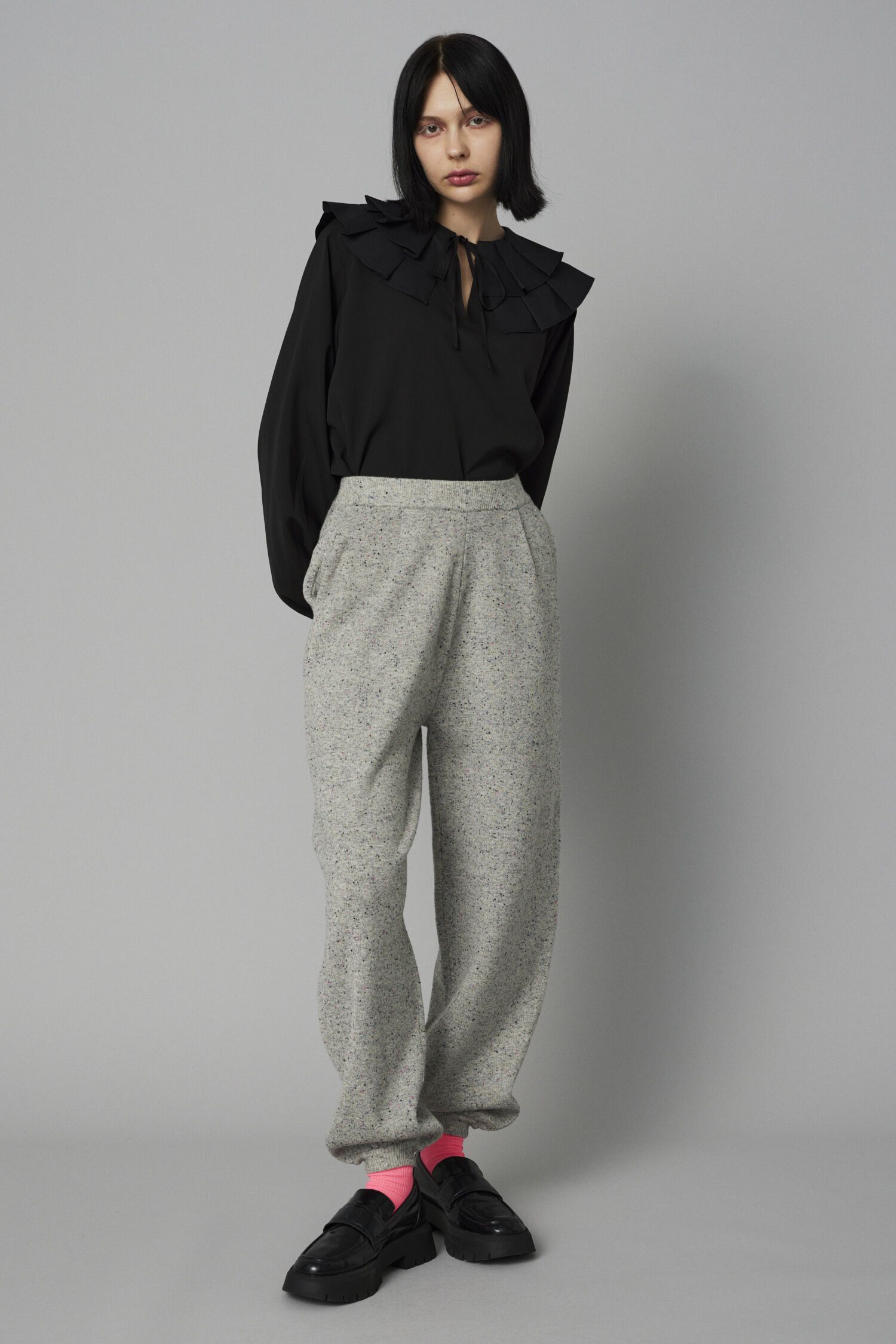 HeRIN.CYE「Nep cocoon knit pants」|その他|L/GRY1