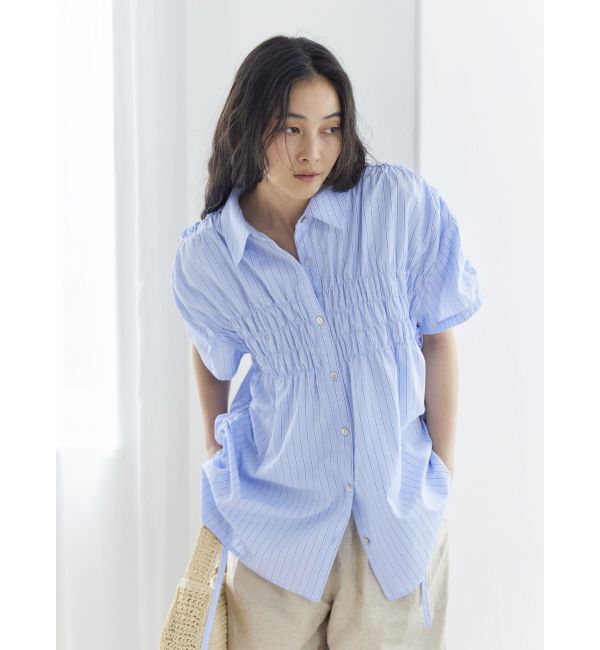 Ungrid「ハーフスリーブギャザーシャツ」|シャツ・ブラウス|