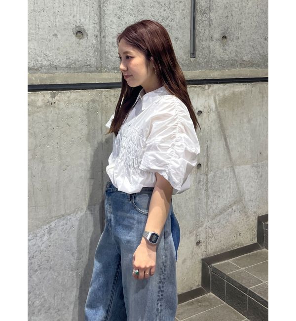 Ungrid「ハーフスリーブギャザーシャツ」|シャツ・ブラウス|