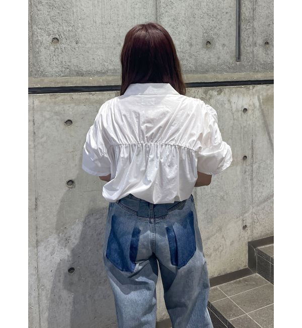 Ungrid「ハーフスリーブギャザーシャツ」|シャツ・ブラウス|