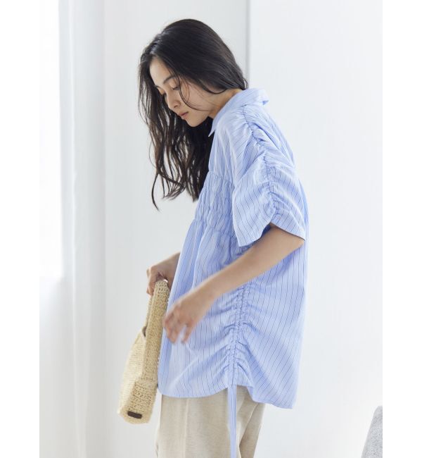 Ungrid「ハーフスリーブギャザーシャツ」|シャツ・ブラウス|