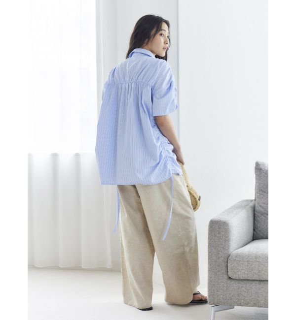 Ungrid「ハーフスリーブギャザーシャツ」|シャツ・ブラウス|