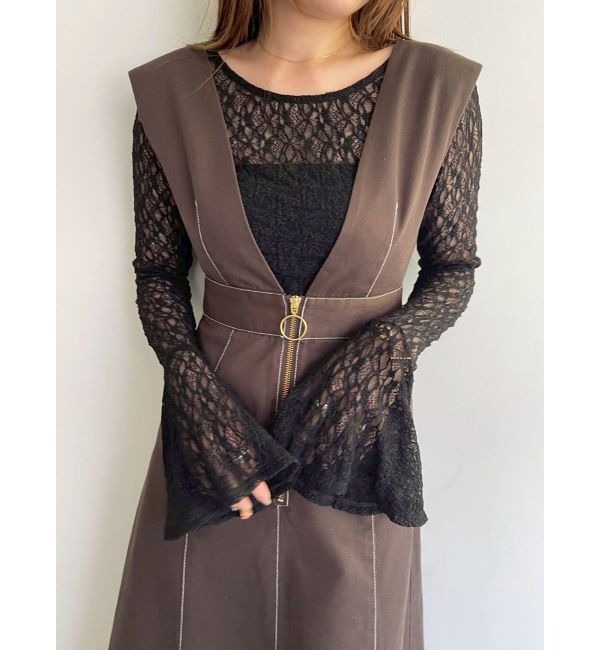 LAGUNAMOON「【別注Dickies】ZIPジャンパースカート」|ジャンパースカート|