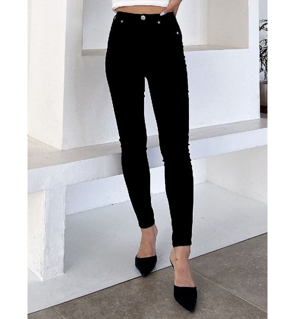 GYDA「ハイウエスト stretchy カラーパンツ」|その他|ブラック