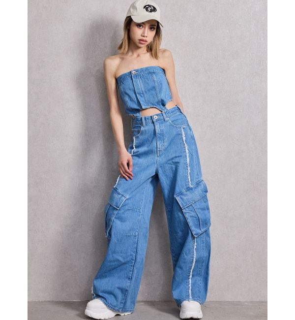 GYDA「SEPARATE デニムオールインワン」|オールインワン|アイスブルー