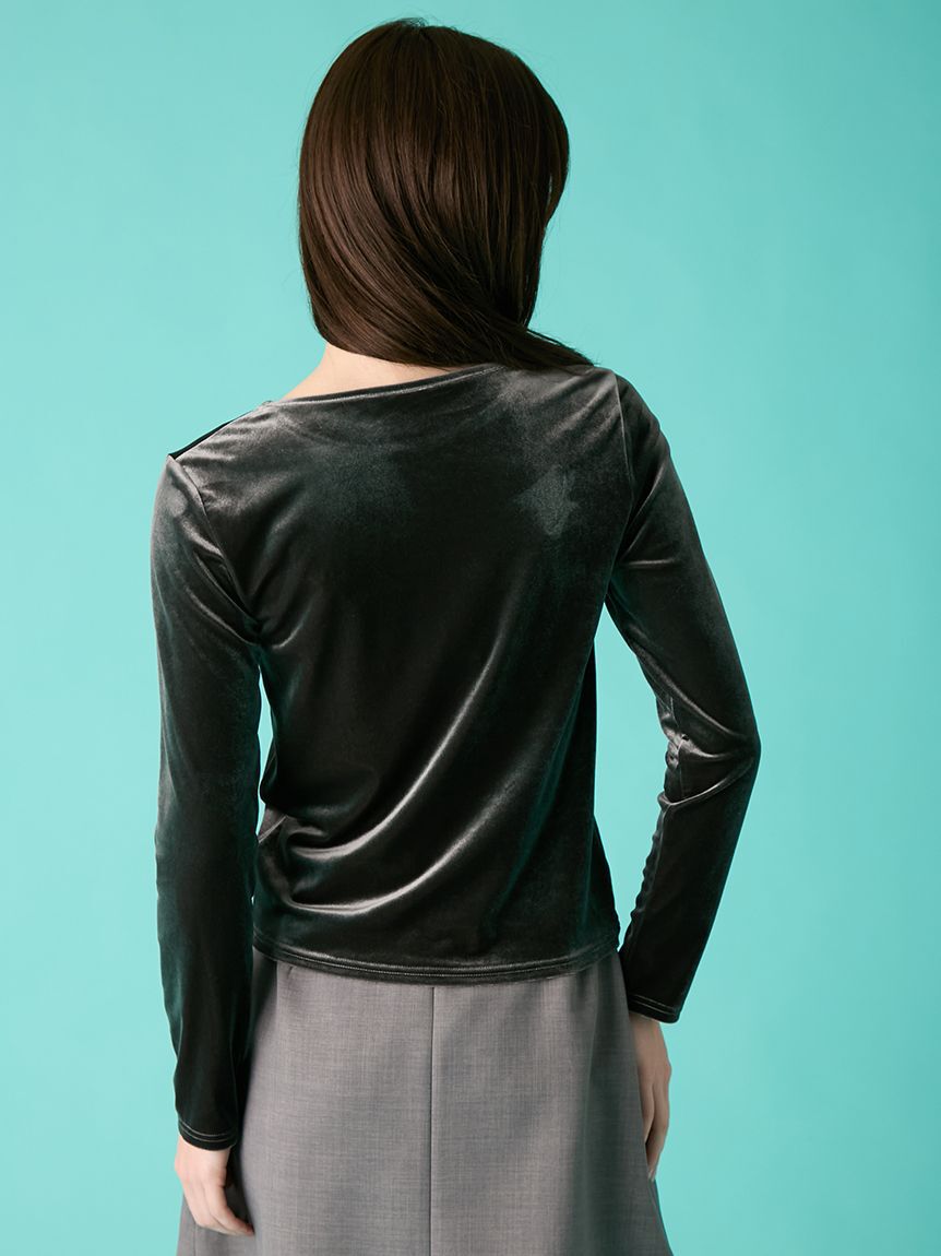 FURFUR「リボン刺繍ベロアプルオーバー」|Tシャツ・カットソー|