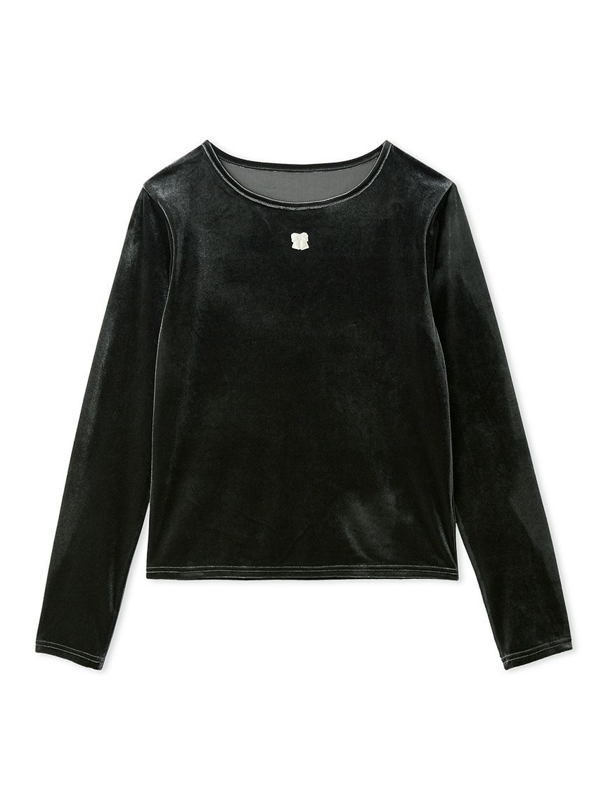 FURFUR「リボン刺繍ベロアプルオーバー」|Tシャツ・カットソー|