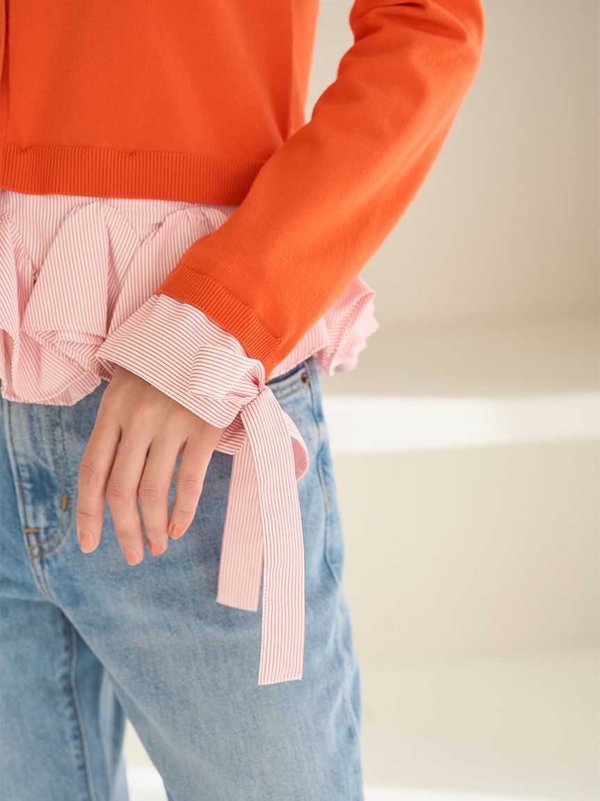 SNIDEL「シャツドッキングヘムボリュームニットプルオーバー」|ニット・セーター|