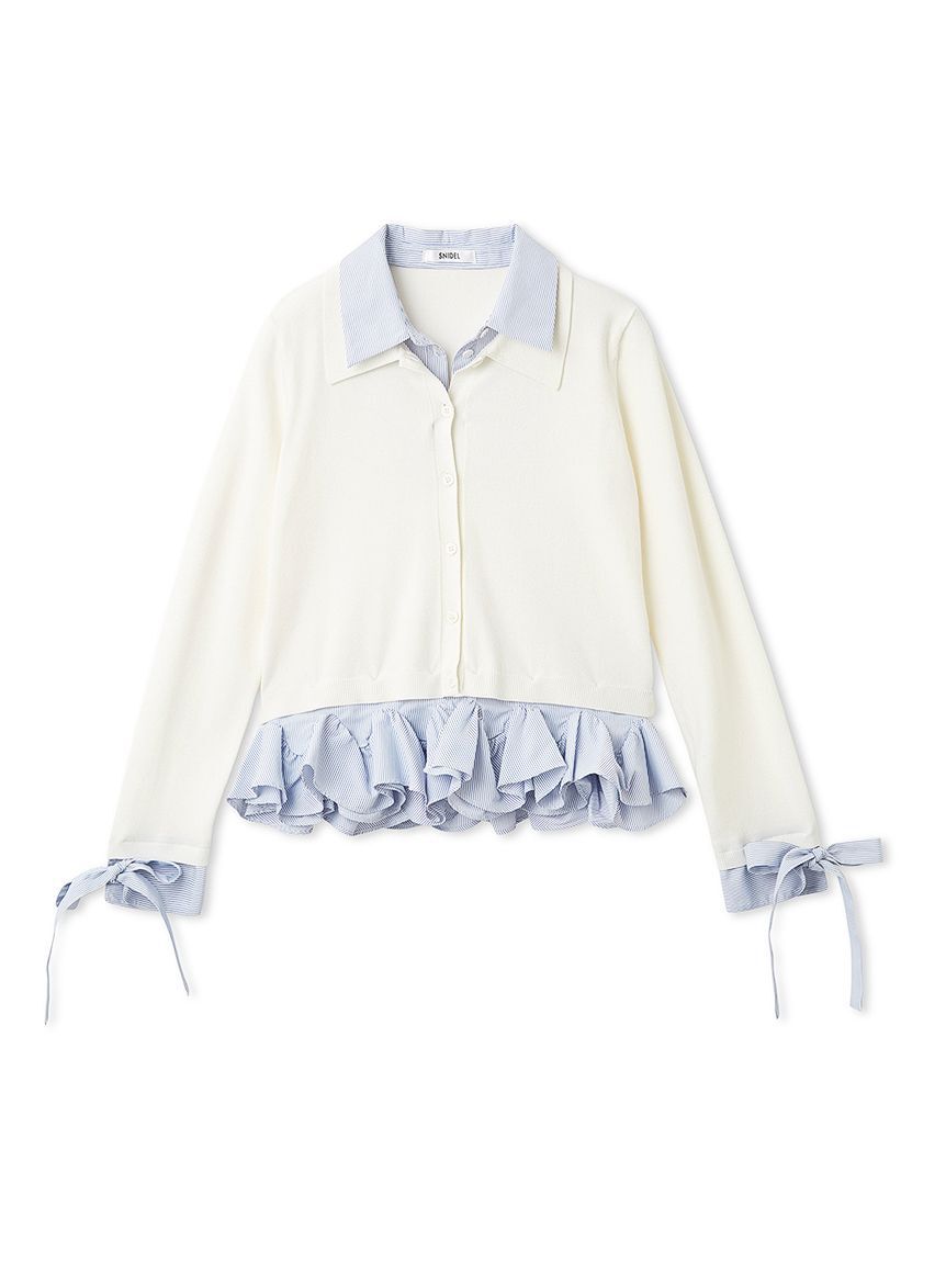 SNIDEL「シャツドッキングヘムボリュームニットプルオーバー」|ニット・セーター|