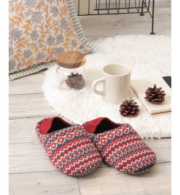 Lbc with Life「ニットルームシューズ 25」|ルームシューズ|レッド