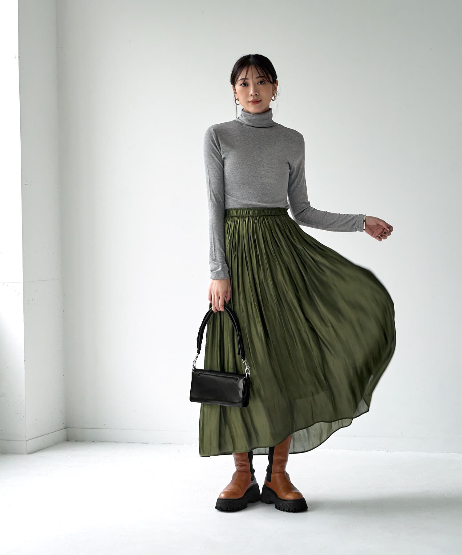 STYLE DELI「とろみ薄リブタートルネックトップス」|Tシャツ・カットソー|