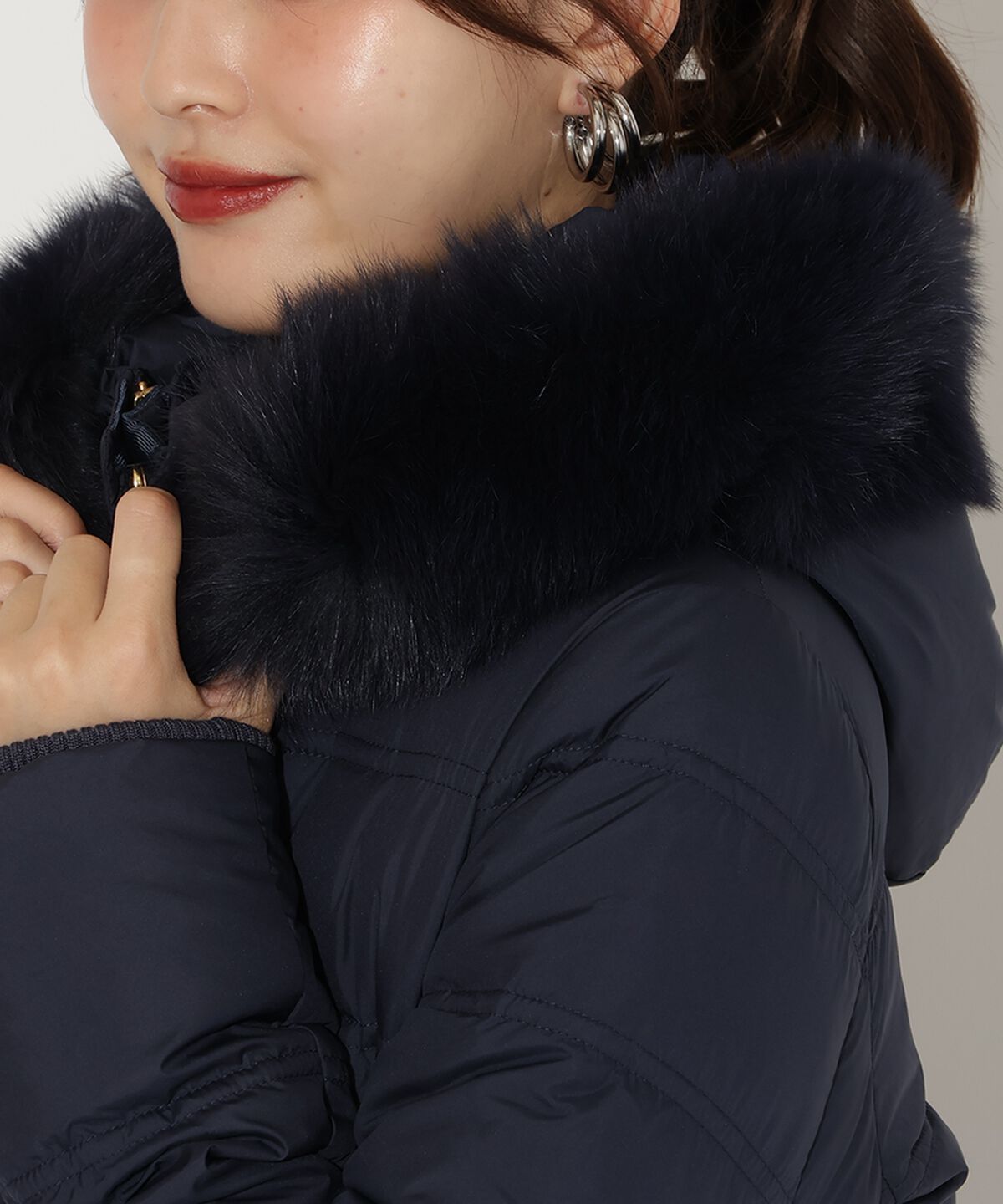 アンドクチュール「FOXファー付きミドルロングダウン」|ダウン|