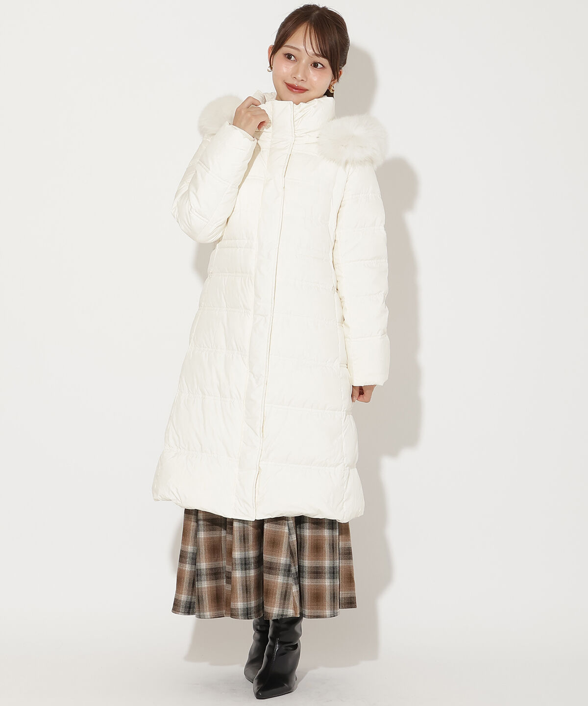 アンドクチュール「FOXファー付きミドルロングダウン」|ダウン|