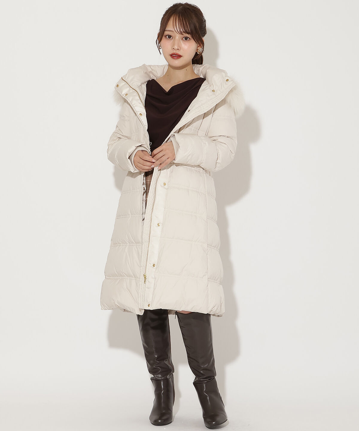 アンドクチュール「FOXファー付きミドルロングダウン」|ダウン|