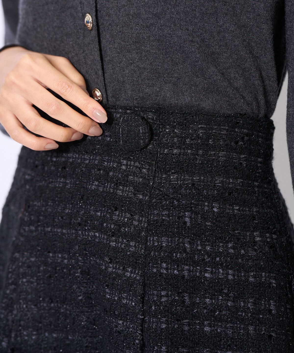 アンドクチュール「日本製ツイードミニスカート」|フレア|