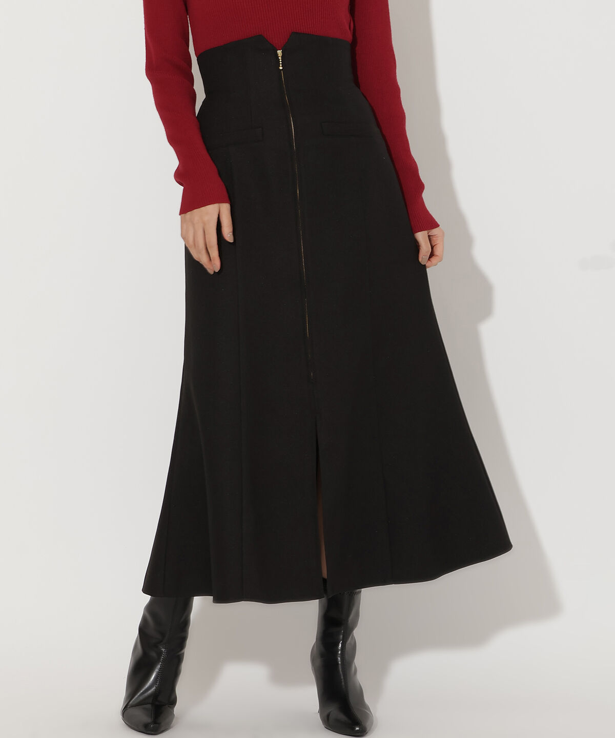 アンドクチュール「フロントZIPマーメイドスカート」|フレア|