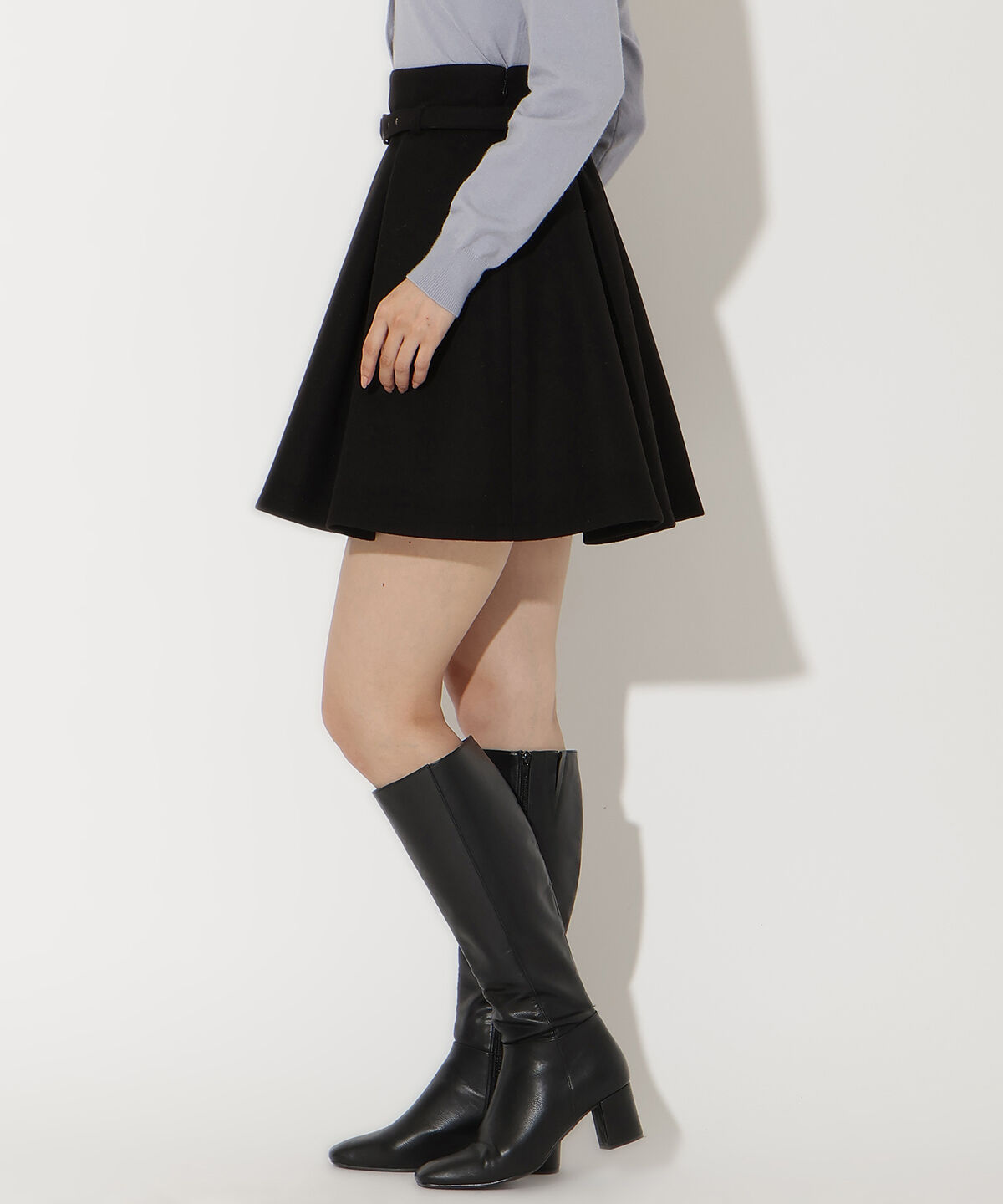 アンドクチュール「ベルト付きボックスミニスカート」|台形|