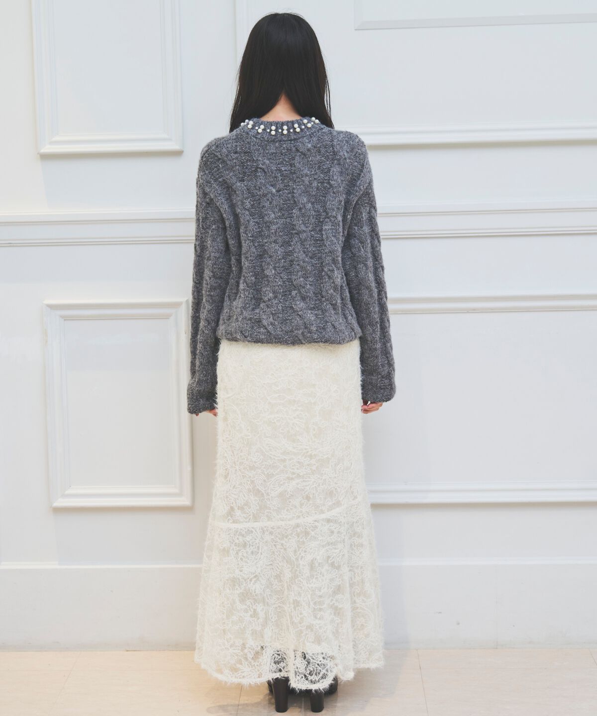 アンドクチュール「へアリーレースマーメイドスカート」|フレア|