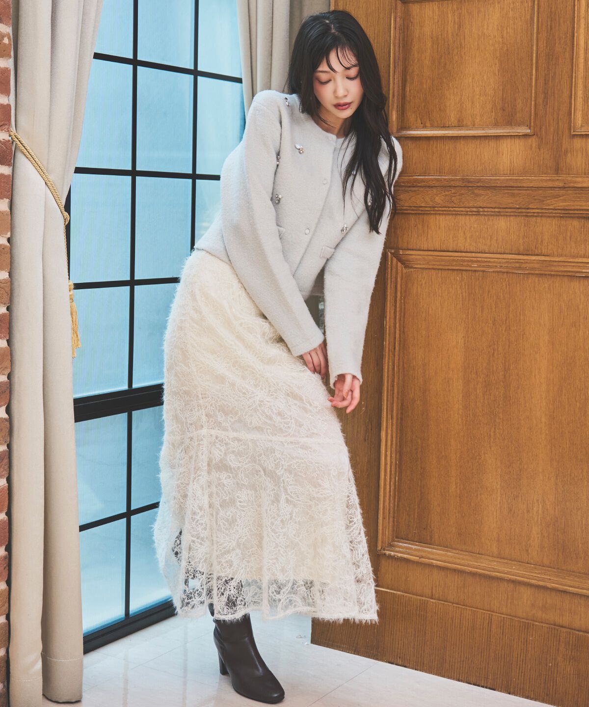 アンドクチュール「へアリーレースマーメイドスカート」|フレア|