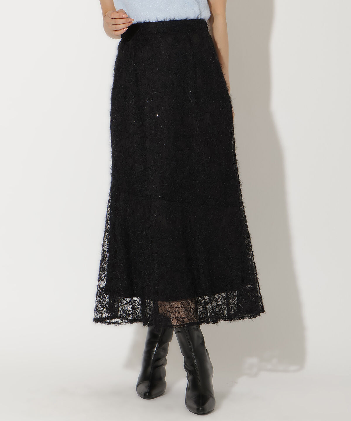 アンドクチュール「へアリーレースマーメイドスカート」|フレア|