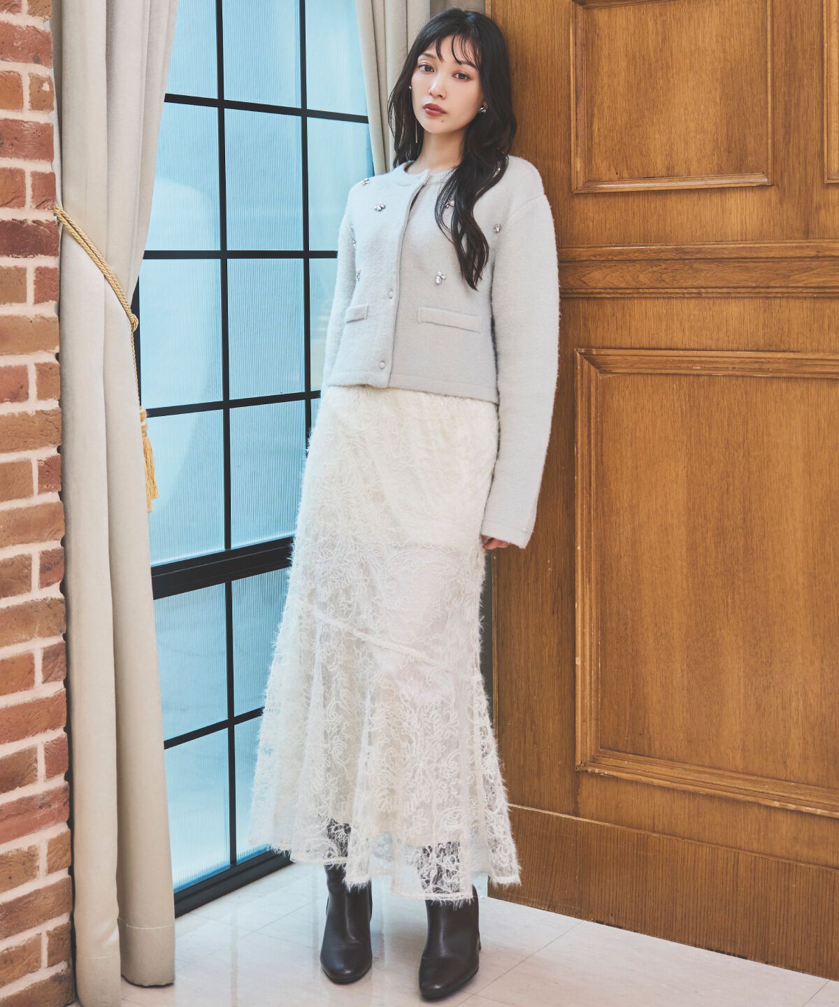 アンドクチュール「へアリーレースマーメイドスカート」|フレア|