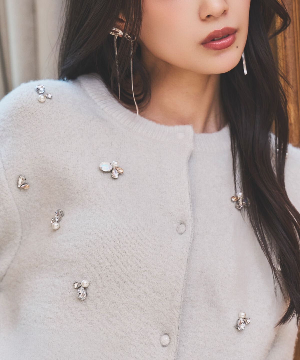 アンドクチュール「ビジュー付きニットカーディガン」|カーディガン|