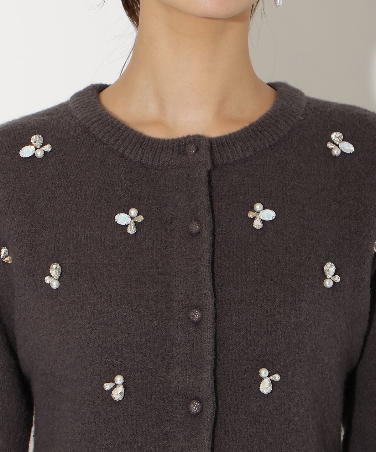 アンドクチュール「ビジュー付きニットカーディガン」|カーディガン|