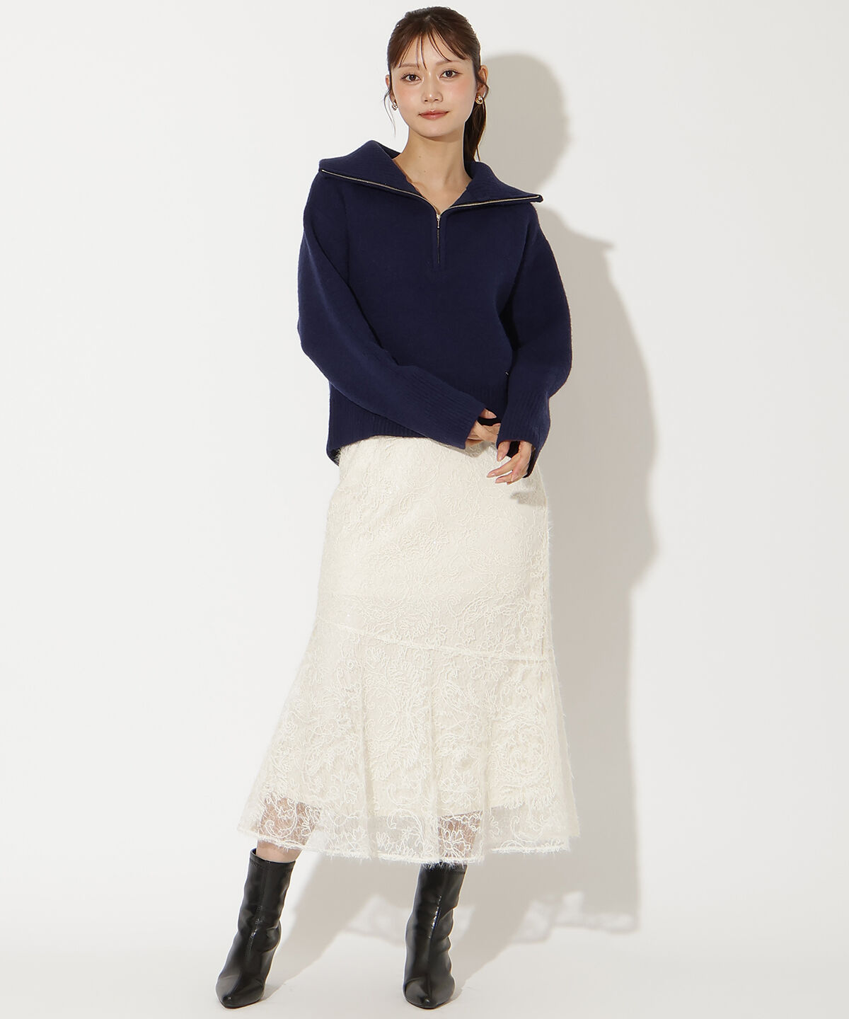 アンドクチュール「ZIPビッグカラープルオーバー」|ニット・セーター|