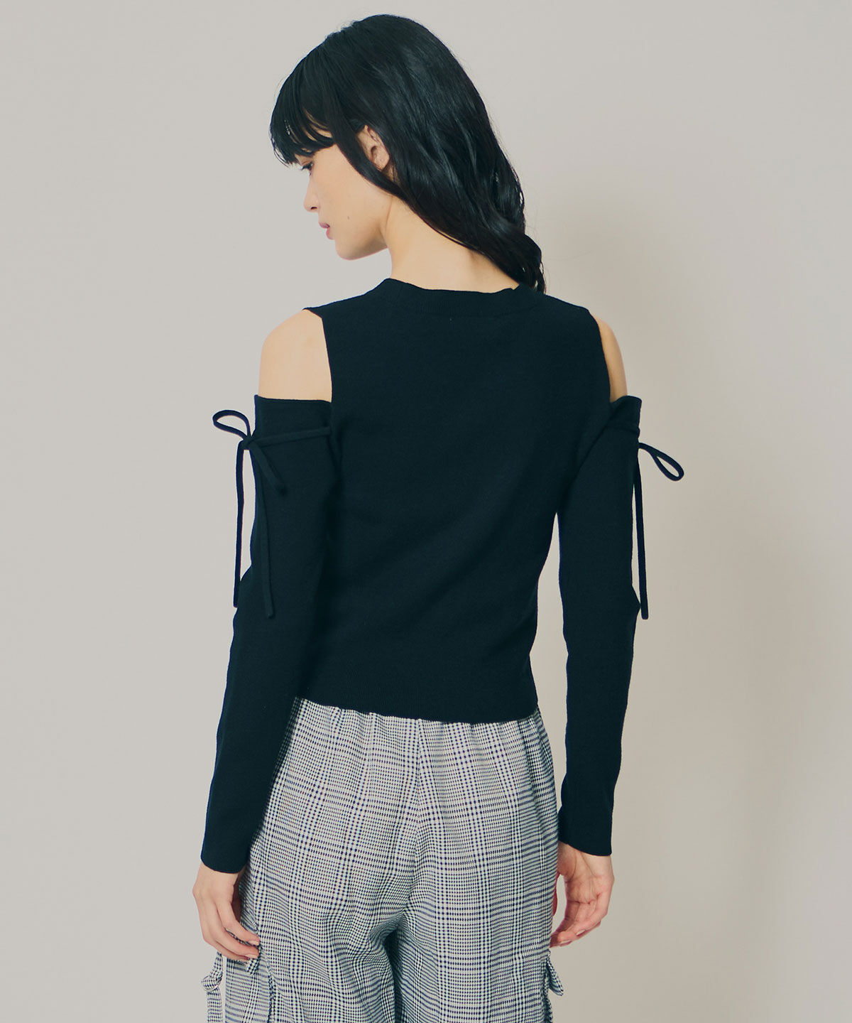 REDYAZEL「リボンオフショルダーニットトップス」|ニット・セーター|