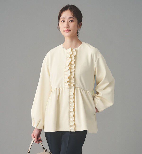 UNITED ARROWS「SPONGY フリル ペプラム ジャケット」|ノーカラージャケット|