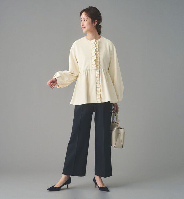 UNITED ARROWS「SPONGY フリル ペプラム ジャケット」|ノーカラージャケット|