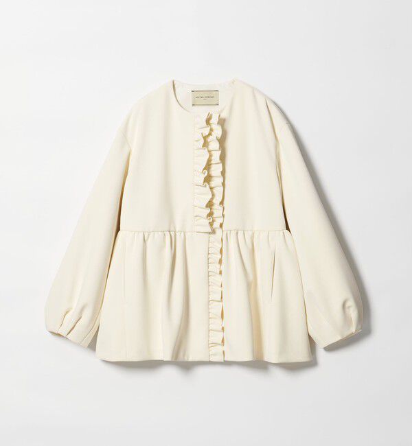 UNITED ARROWS「SPONGY フリル ペプラム ジャケット」|ノーカラージャケット|