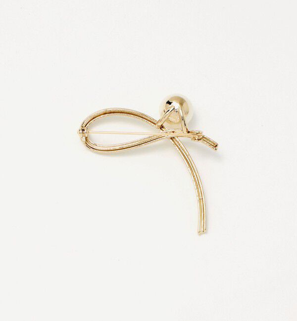 UNITED ARROWS green label relaxing「メタルライン＆フェイクパール ブローチ」|ブローチ・コサージュ|