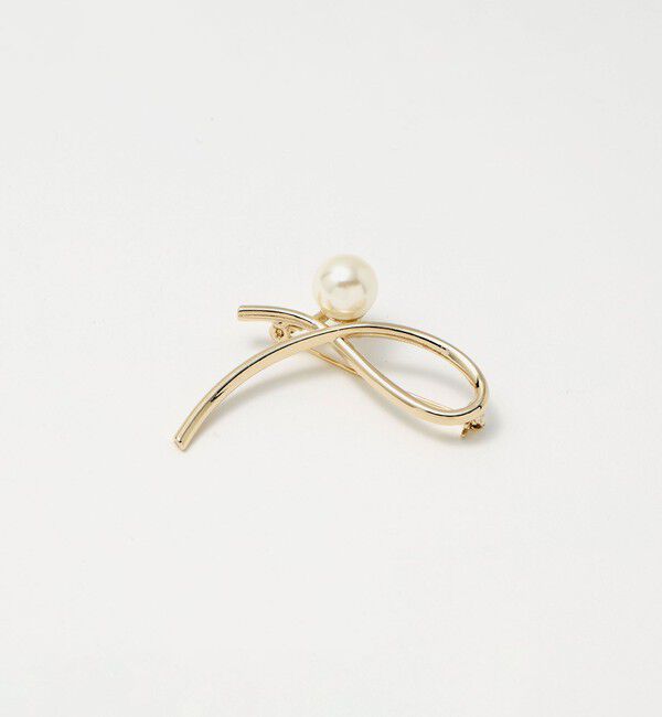 UNITED ARROWS green label relaxing「メタルライン＆フェイクパール ブローチ」|ブローチ・コサージュ|