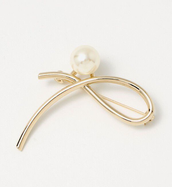 UNITED ARROWS green label relaxing「メタルライン＆フェイクパール ブローチ」|ブローチ・コサージュ|