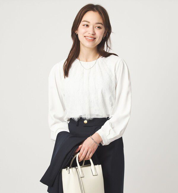 UNITED ARROWS green label relaxing「カサネ レース ブラウス」|シャツ・ブラウス|WHITE