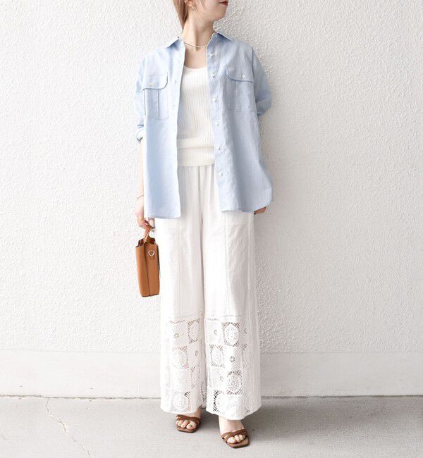 SHIPS any「SHIPS any:〈洗濯機可能〉リネン ミックス ワーク ポケット シャツ」|シャツ・ブラウス|