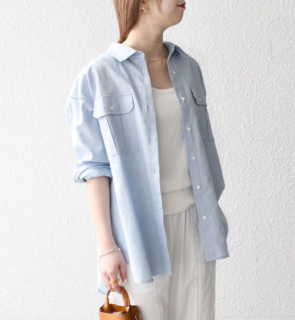 SHIPS any「SHIPS any:〈洗濯機可能〉リネン ミックス ワーク ポケット シャツ」|シャツ・ブラウス|