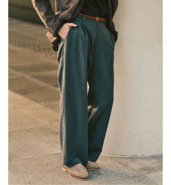 417 EDIFICE「TRツイル ワイドイージーパンツ」|スラックス|グレー