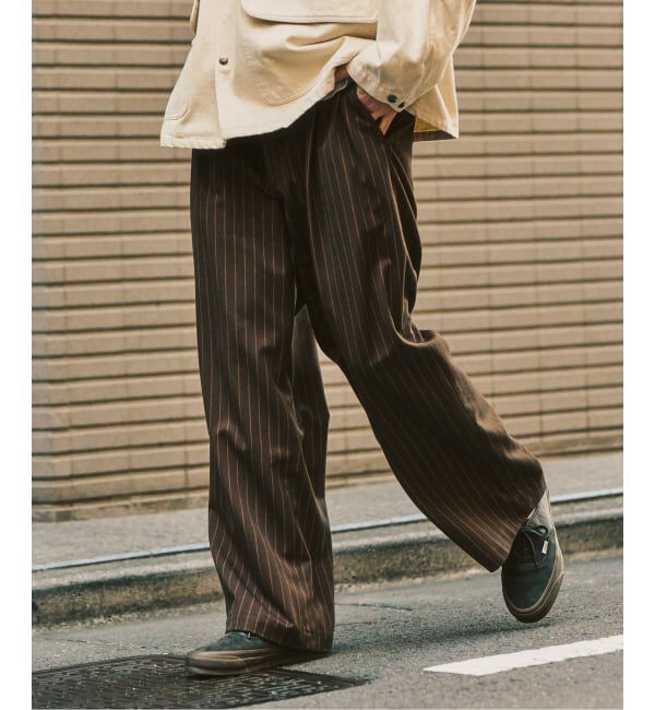 417 EDIFICE「TRツイル ワイドイージーパンツ」|スラックス|ブラウン