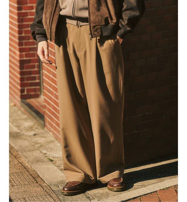 417 EDIFICE「TRツイル ワイドイージーパンツ」|スラックス|ベージュ