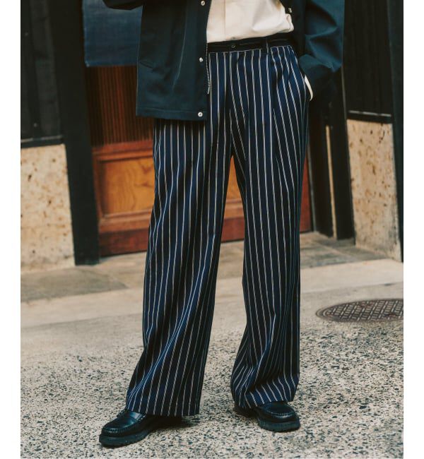 417 EDIFICE「TRツイル ワイドイージーパンツ」|スラックス|ネイビー