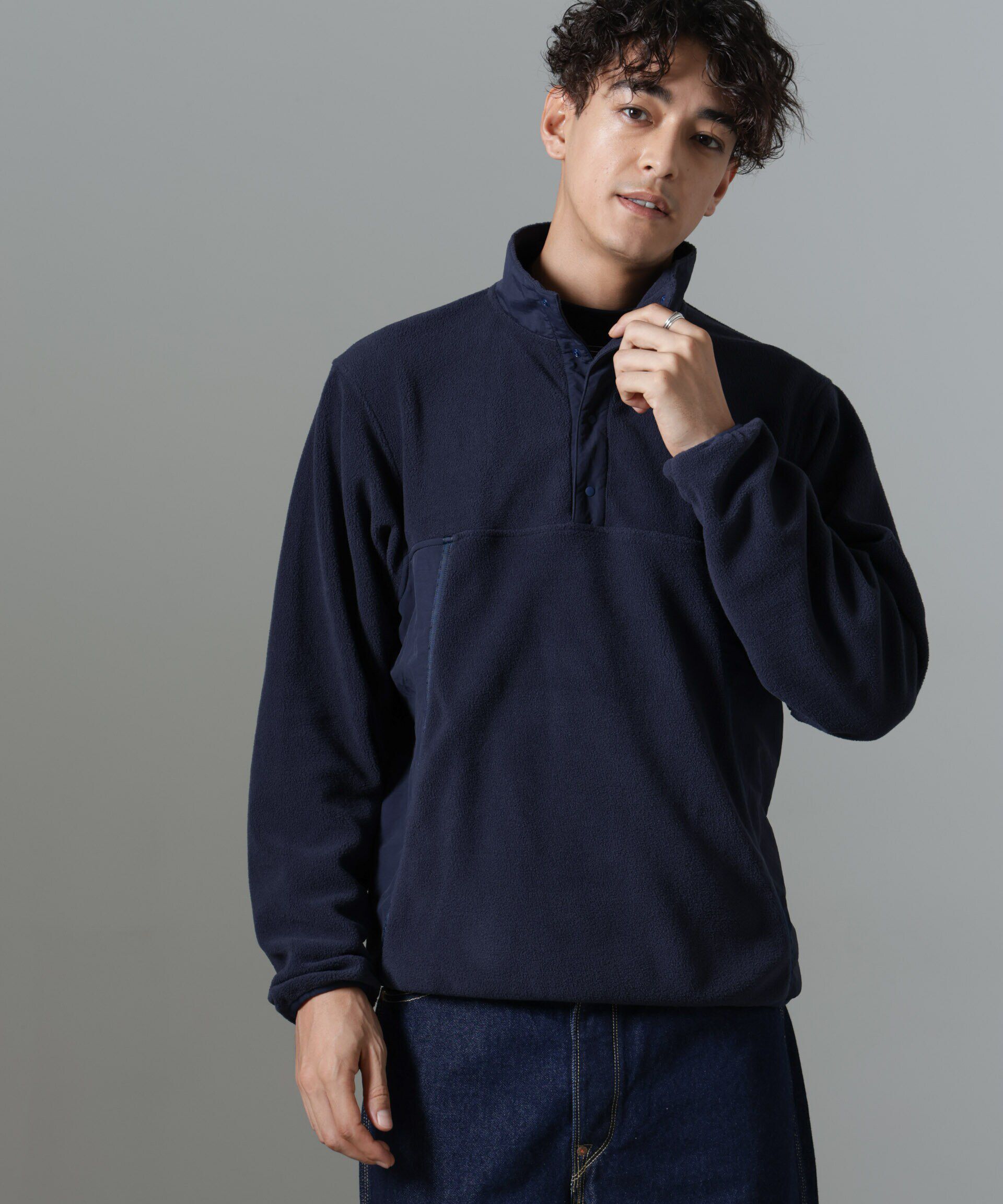 nano･universe「「NJ/CLUB」PARKSTOCK スナップフリースプルオーバー」|Tシャツ・カットソー|ネイビー