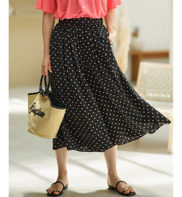 組曲「【WEB限定】ドットプリントデシン フリルパンツ」|その他|ﾌﾞﾗｯｸ&times;ｵ